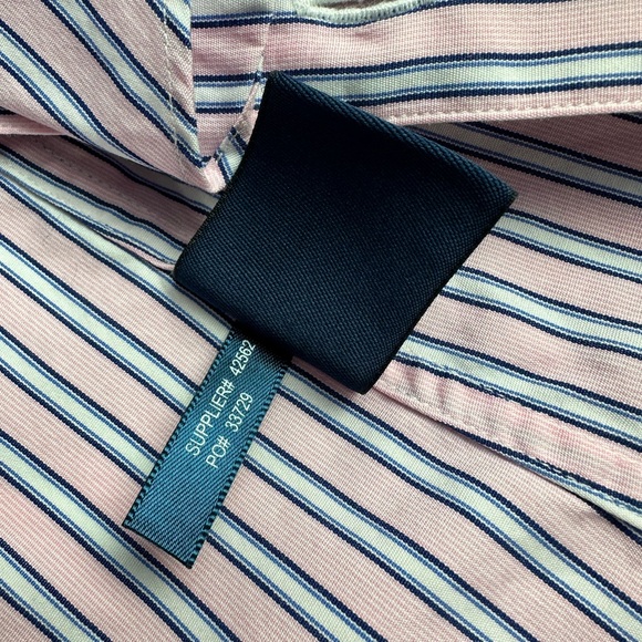 Ralph Lauren Ruffled Button Down Striped Blouse Size 12 100% Cotton - Picture 6 of 7